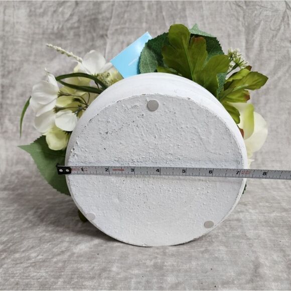 New Silk Ivory Rose and Hydrangeas Arrangement in Ivory Round Vase - Picture 7 of 7